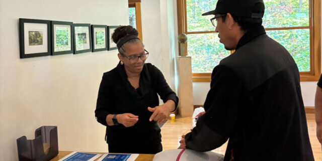 NIDA IRP's PA Kathy Lightofoot provoding Naloxone education and training at Rehoboth Family Life Center, Upper Marlboro, MD