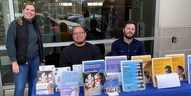 NIDA IRP's Shannon Pfistner, Emil Alejandro and Dave Earley at 3rd Annual NIDA Health Fair, Baltimore, MD