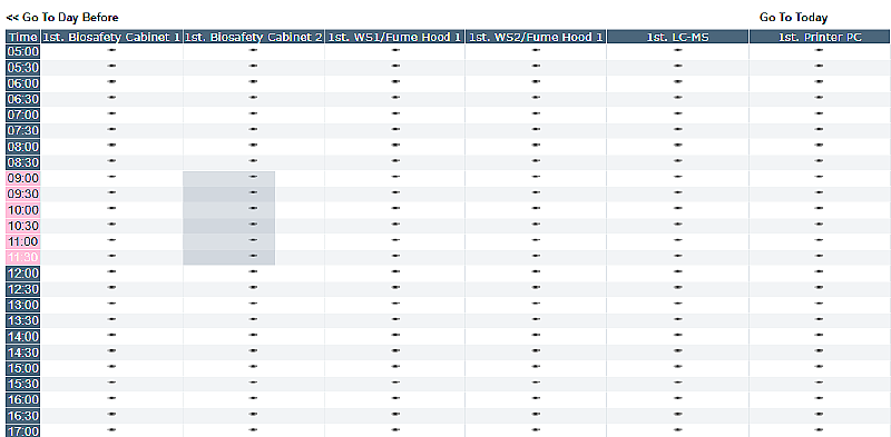 Reservation Calendar Application Screenshot