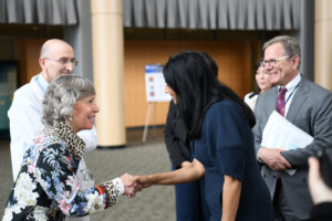 Meeting in the Biomedical Research Center Atrium