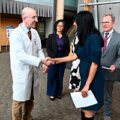 Meeting in the Biomedical Research Center Atrium